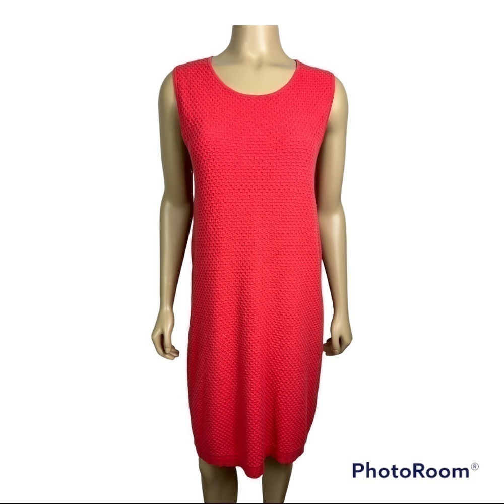 Club Monaco Coral Textured Cotton Knit Shift Dress with Back Opening Sz M
